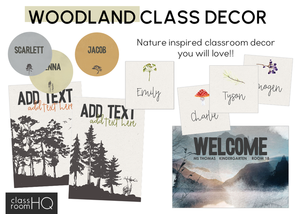 INTO THE WOODS Classroom Labels + Signs