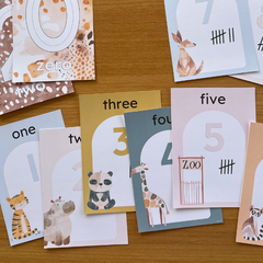 Editable Number Posters 0–20 for Classroom | Number Sense Math Display | Neutral Safari Theme | ZOO TALES