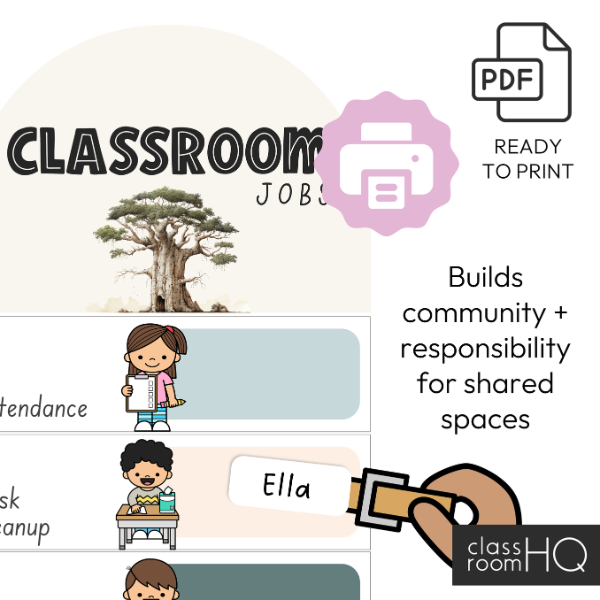 Editable Classroom Jobs Display | Modern Safari Neutral Classroom Decor | ZOO TALES Collection