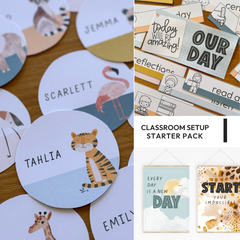 Modern Safari Classroom Decor Starter Pack | Neutral Editable Theme | ZOO TALES Collection