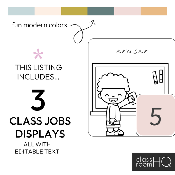 Editable Classroom Jobs Display | Modern Safari Neutral Classroom Decor | ZOO TALES Collection