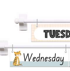 Editable Flip Calendar for Classroom | Days of the Week & Months Display | Neutral Safari Theme | ZOO TALES