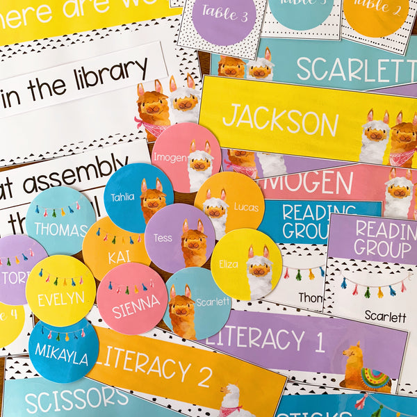 LLAMA Editable Classroom Labels + Signs Pack