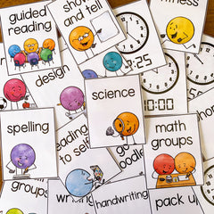 Visual Timetable Portrait Cards - Dot Dudes Editable