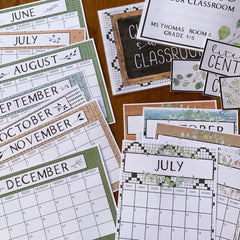 BOTANICA Simple Classroom Calendar | Neutral Botanical Classroom Decor