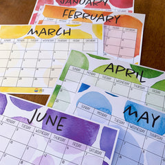 WATERCOLOUR PAINT Simple Calendar