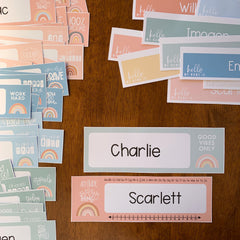 BOHO RAINBOW Editable Desk Plates