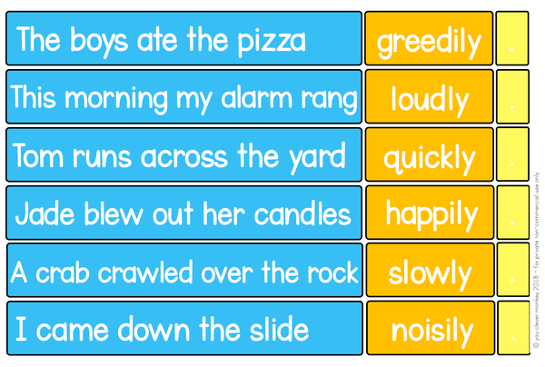 Adverb Sentence Building Activity