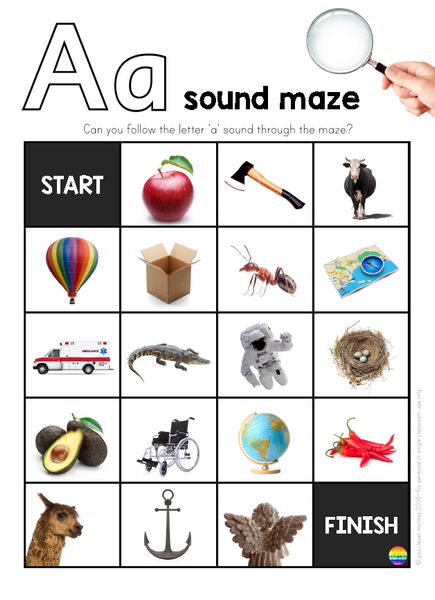 Alphabet Sound Mazes with Real Photos