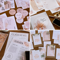 BOHO OASIS Classroom Decor Bundle | Neutral Boho Editable Classroom Setup