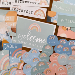 BOHO RAINBOW Classroom Labels + Signs Pack