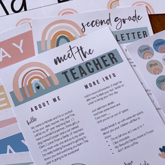 BOHO RAINBOW Editable Meet The Teacher Templates + Class Newsletters