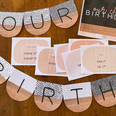 B+W  NEUTRALS Classroom Birthday Display Pack