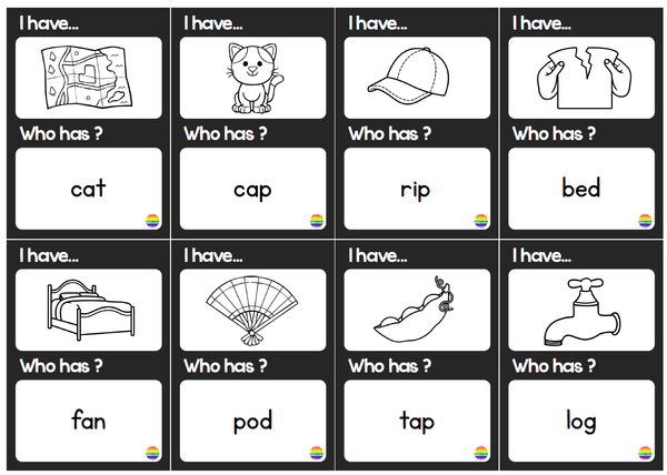 CVC Word 'I Have. Who Has?' Loop Card Game