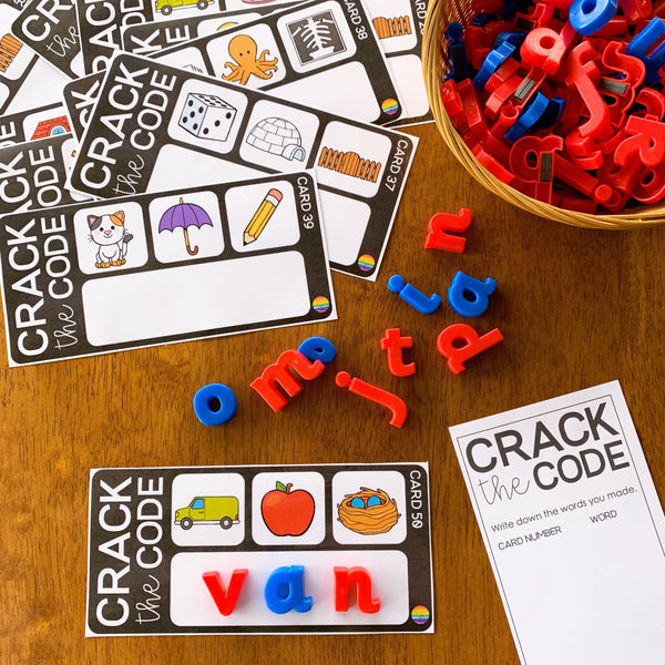 CVC Word Crack The Code Cards Phonemic Awareness CVC Word Practice for ...