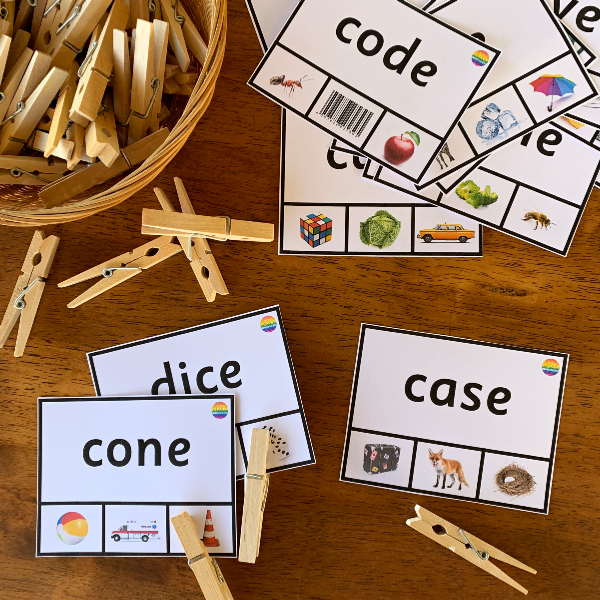 CVCe Word Clip Cards for Brown E S Printable Free