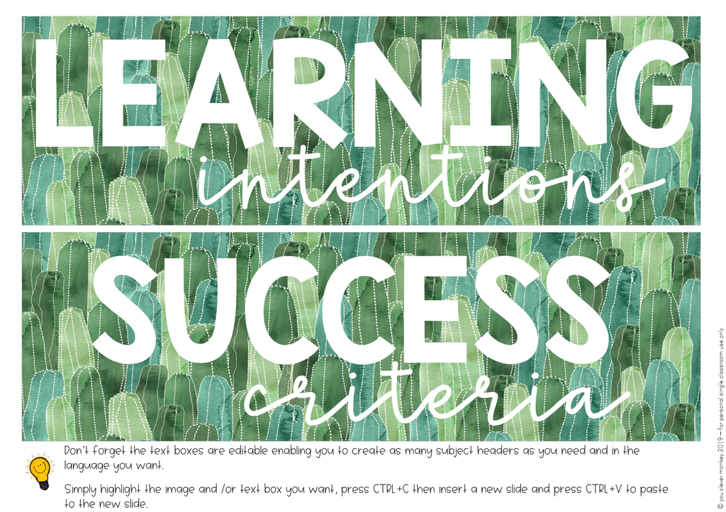 Learning Intension Image CACTUS Learning Intention + Success Criteria Visible Learning Pack ...