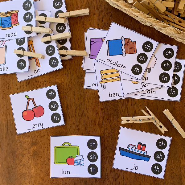 Digraph Clip Cards - CH SH TH