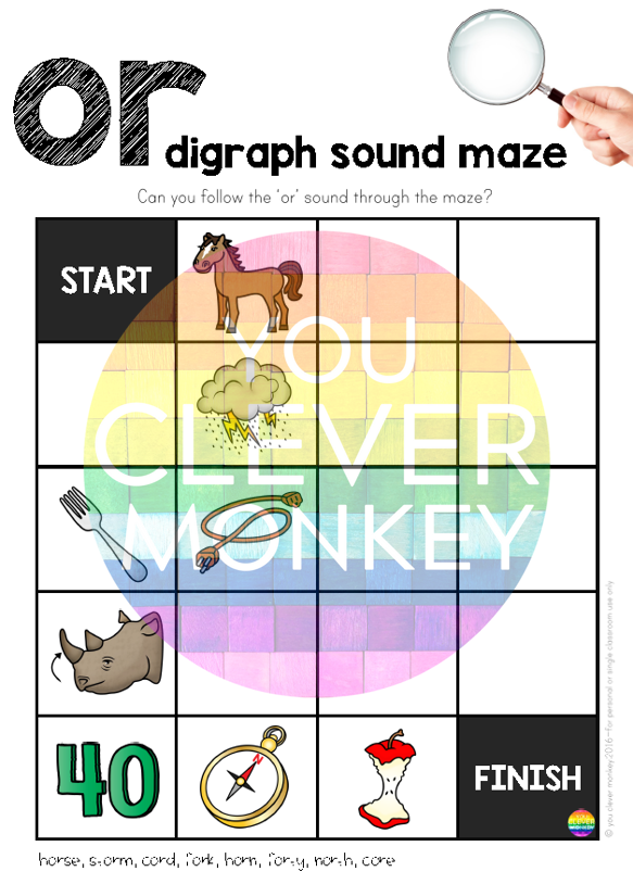 Digraph Maze Digraph Sound Mazes + I Spy Games - Bossy 'R' Sound OR