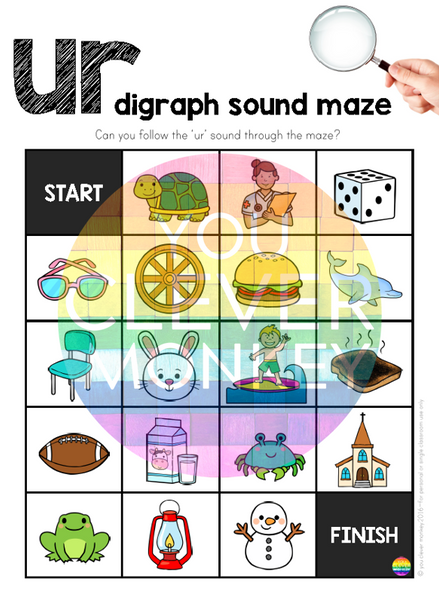 Digraph Sound Mazes + I Spy Games - Bossy 'R' Sound UR