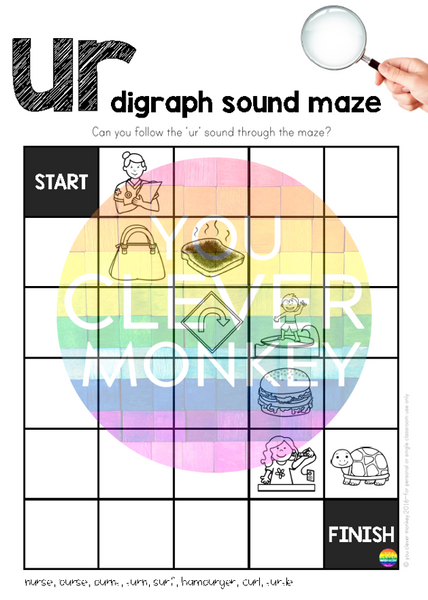 Digraph Sound Mazes + I Spy Games - Bossy 'R' Sound UR