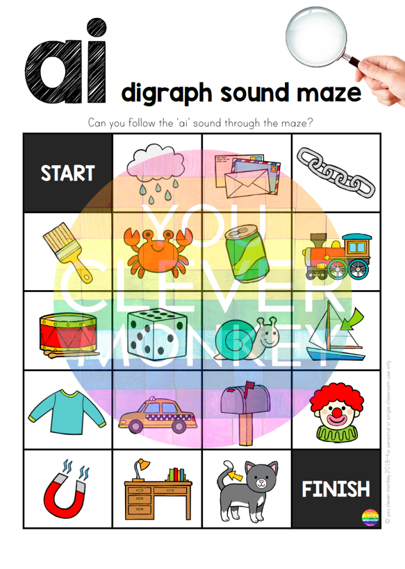 Sound Maize Digraph Sound Mazes + I Spy Games - AI Sound - classroom HQ