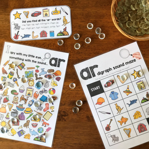 Digraph Maze Digraph Sound Mazes + I Spy Games - Bossy 'R' Sound AR