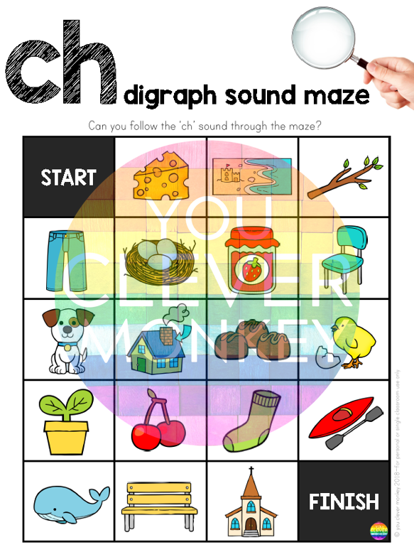 Digraph Maze Digraph Sound Mazes + I Spy Games - CH Sound - classroom HQ