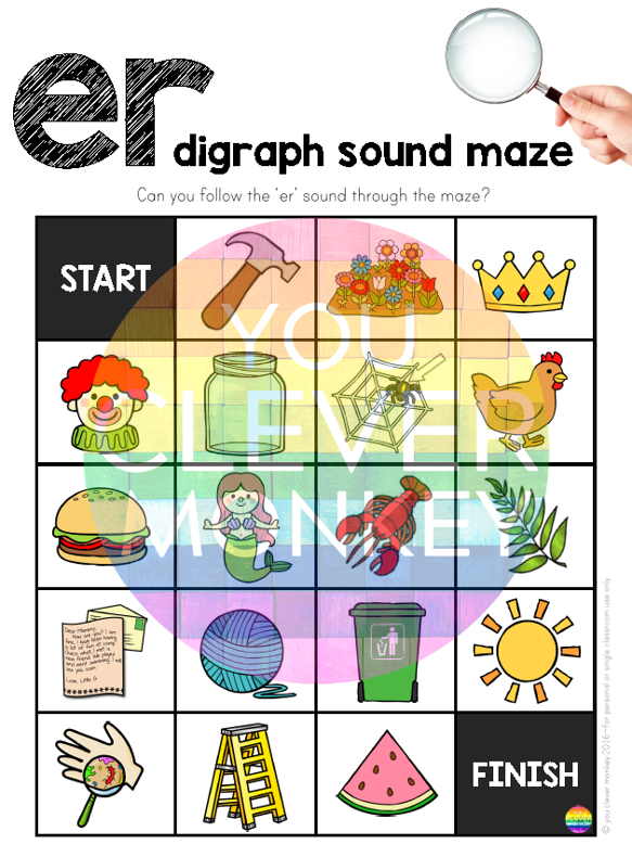 Sound Maize Digraph Sound Mazes + I Spy Games - Bossy 'R' Sound ER