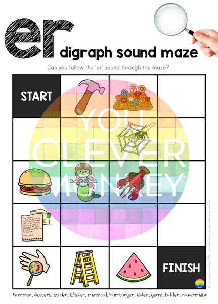 Digraph Sound Mazes + I Spy Games - Bossy 'R' Sound ER