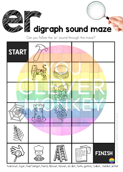 Digraph Sound Mazes + I Spy Games - Bossy 'R' Sound ER