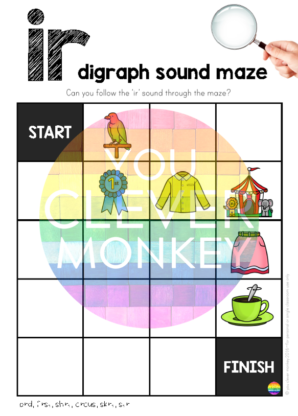 Digraph Maze Digraph Sound Mazes + I Spy Games - Bossy 'R' Sound IR - classroom HQ