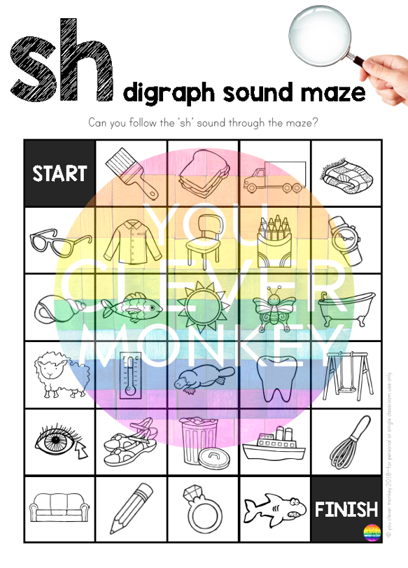 Digraph Maze Digraph Sound Mazes + I Spy Games - SH Sound