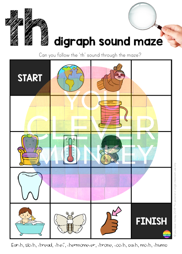 Digraph Maze Digraph Sound Mazes + I Spy Games - CH PH SH TH WH SOUND BUNDLE