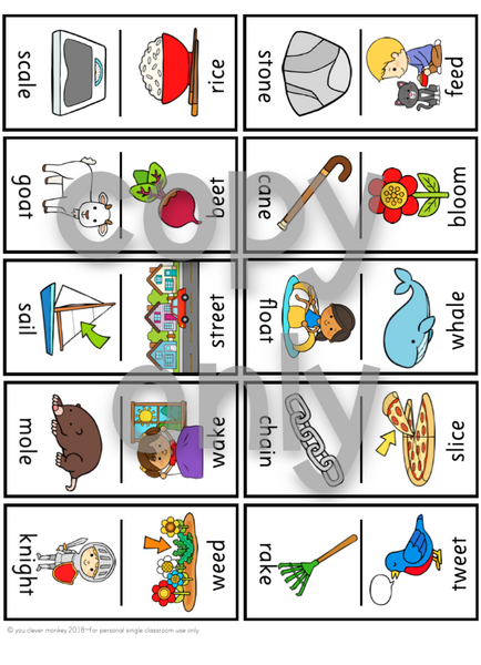 Domino Long Vowel Sound Word Family Cards