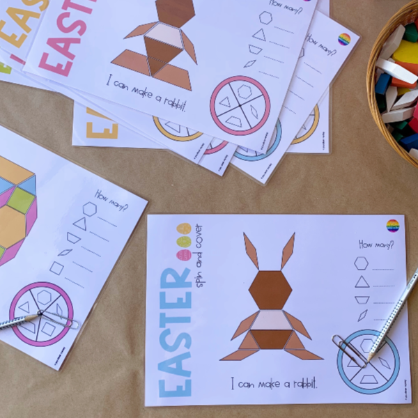 Easter Pattern Block Math Center - Easter Pattern Block Spin and Cover Mats | classroomHQ