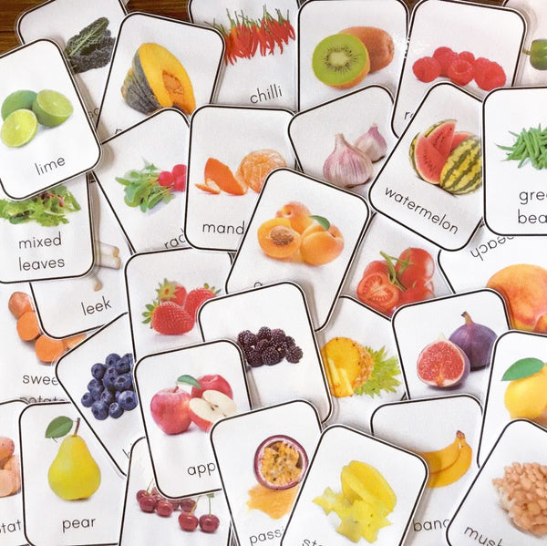 Fruit + Vegetable Photo Picture Flashcards