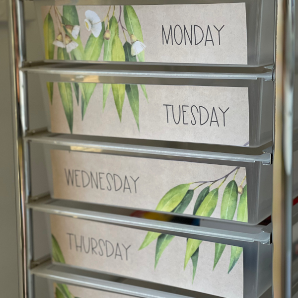 Model Label Troly GUM LEAF 10-Drawer Rolling Cart Trolley Labels - classroom HQ