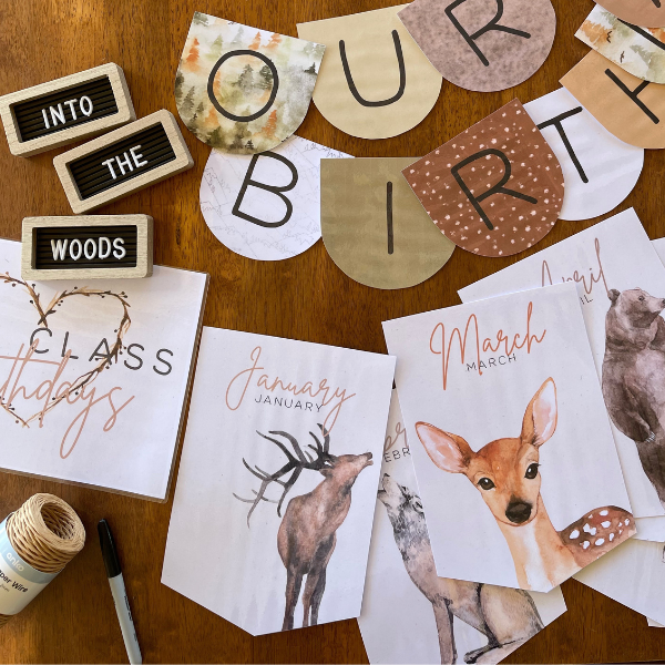 Woodland Forest INTO THE WOODS Classroom Birthday Display Pack | you clever monkey