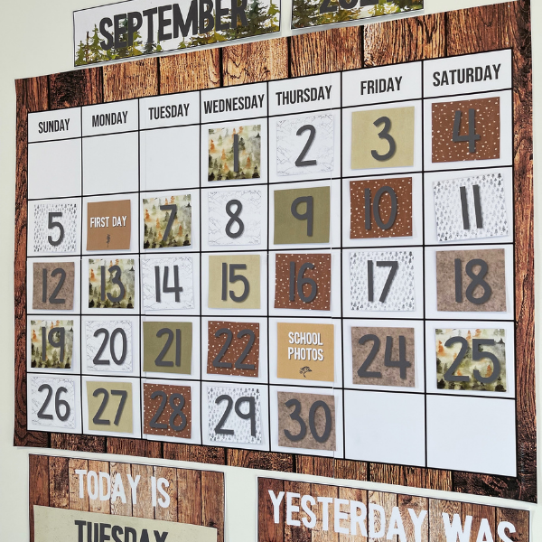 INTO THE WOODS Woodland Forest Themed Classroom Calendar | you clever monkey