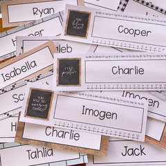 BOTANICA Editable Desk Name Plates | Neutral Botanical Decor