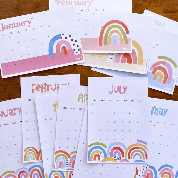 OVER THE RAINBOW Simple Calendar  | you clever monkey