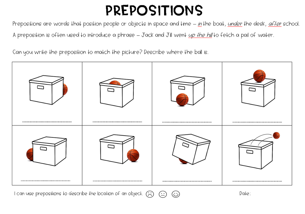 Block Preposition Prepositions Pack