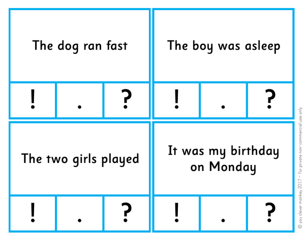 Punctuation Clip Cards - Ending Punctuation Practice