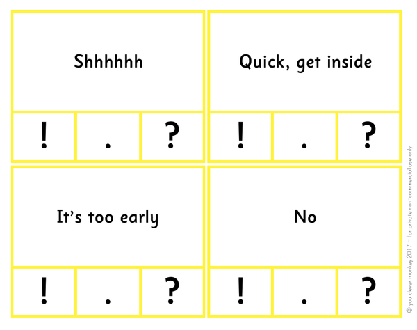 Punctuation Clip Cards - Ending Punctuation Practice