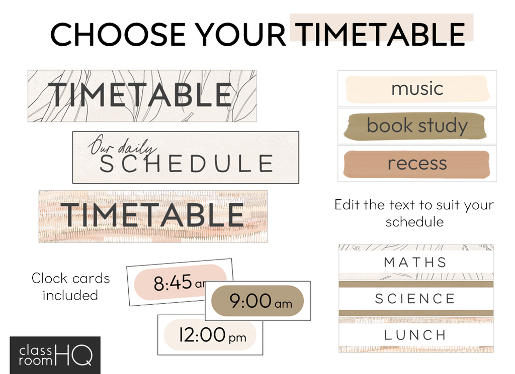 MODERN AUSSIE Classroom Timetable Pack - classroom HQ
