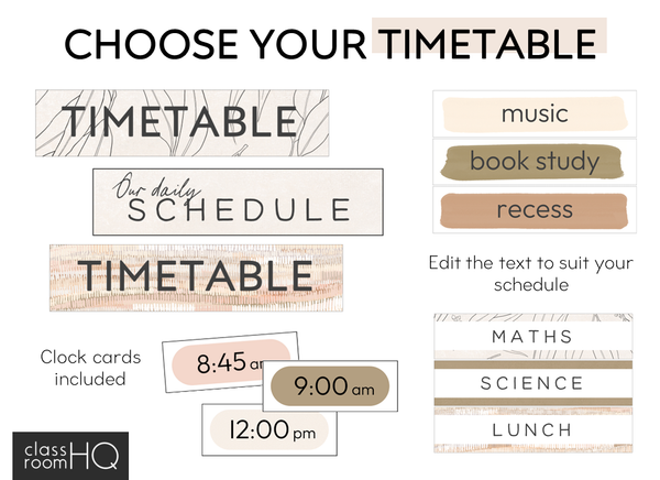 MODERN AUSSIE Classroom Timetable Pack