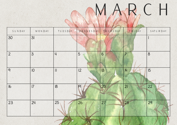Cactus Calendar Poster Board Large Freebie Printable Cactus Calendar Poster Board Large Freebie Printable