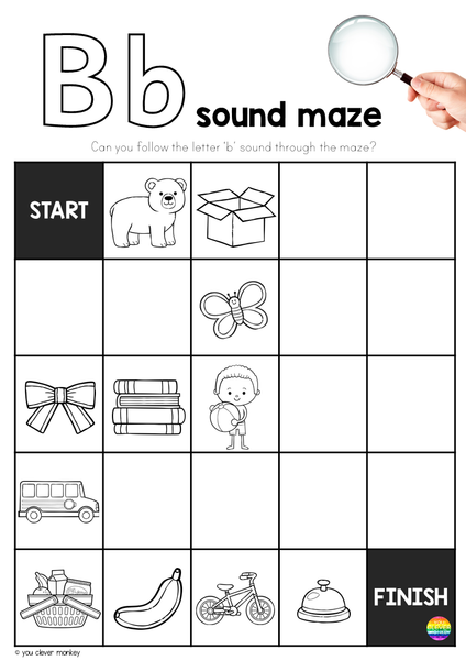 Alphabet Sound Mazes - B+W edition
