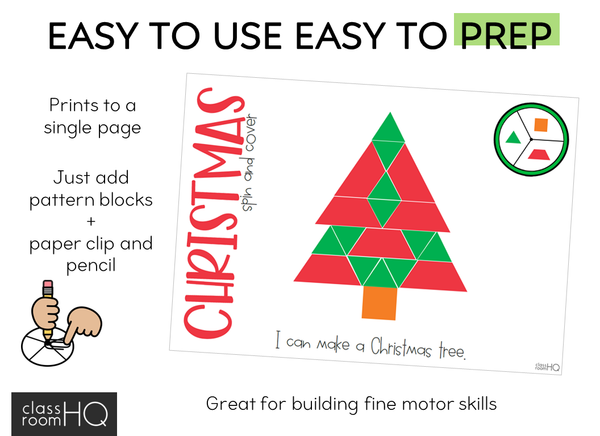 Christmas Pattern Block Spin and Cover Math Centre